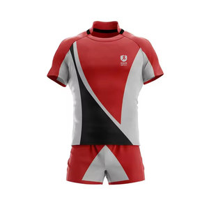 Ensemble uniforme de rugby respirant pour hommes, maillot à manches courtes et short assorti, tissu léger et confortable pour les entraînements et les matchs - Product Image 1
