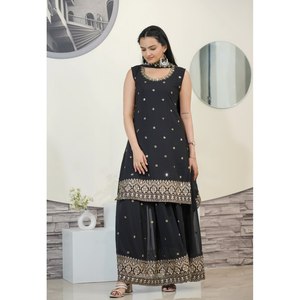 Impresionante secuencia bordada mono de fiesta hermoso traje Sharara para ocasiones especiales - Product Image 2