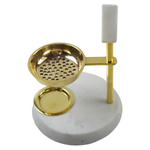 Nouveau brûleur à résine de pierre tendance avec coupelle en métal et poignée sphérique en feutre, support décoratif pour bougies chauffe-plat et bakhoor, diffuseur d'arômes - Product Image 5