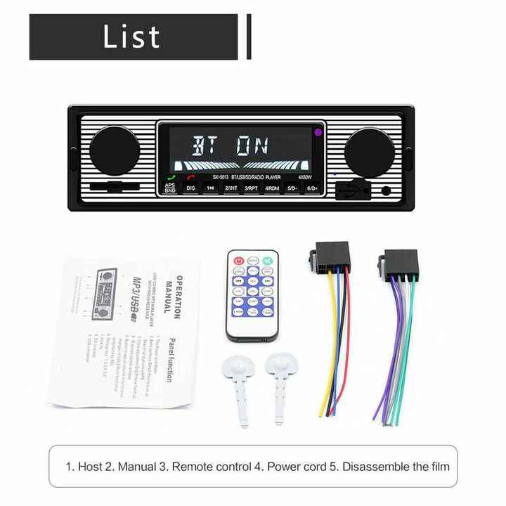 Vintage for Bluetooth Car MP3 Player with USB & AUX Classic Stereo Audio Receiver FM Radio MP3 Playback