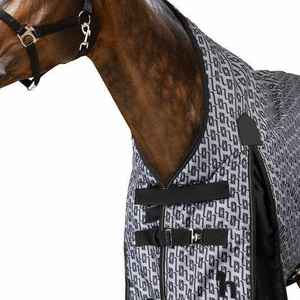 Couverture de cheval en tissu de coton respirant et imperméable de haute qualité pour le dressage, toutes saisons, avec 4 sangles de fixation - Product Image 2