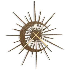 Horloge murale moderne en métal en forme de feuille, multicolore, décorative, inspirée de la nature, accent d'intérieur contemporain pour la maison - Product Image 5