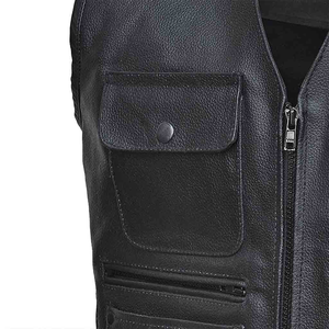 Gilet de motard en cuir noir uni pour homme, veste sans manches en cuir épais pour club, avec emplacement personnalisé pour patch, gilet de motard en cuir pour homme - Product Image 4