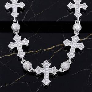 Custom Bead <b>Chain</b> <b>Cross</b> Design Iced Out 925 Silver VVS Moissanite Diamond Hip Hop Jewelry Necklace For Men Available for sale - Product Image 3