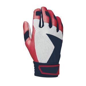 Gants de frappe de baseball pour adultes, rouge, blanc, bleu marine, en cuir rembourré, fermeture auto-agrippante, entraînement unisexe - Product Image 5