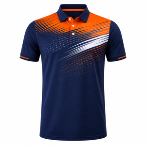 ชุดเสื้อโปโลเทนนิสผู้ชายแบบซับลิเมชั่นพร้อมกางเกงขาสั้น ชุดกีฬาพิมพ์ลายเรขาคณิต ระบายเหงื่อได้ดี ทรงปกติ ใส่ได้ทุกฤดู - Product Image 3