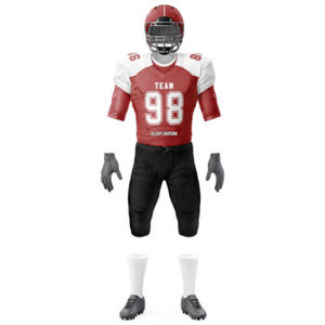 Ensemble complet d'uniformes de football américain sublimés sur mesure, maillot et pantalon de football respirants professionnels pour hommes et jeunes - Product Image 4
