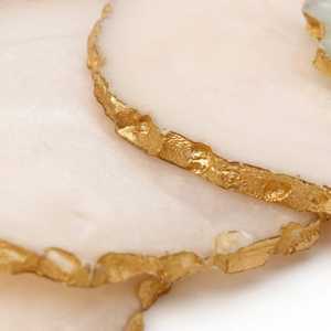 Square Resin <b>Coasters</b> with <b>Gold</b> Edges Handmade Modern Glam Table Mats 350mm Diameter 5mm Thick - Product Image 2