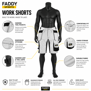 Heavy Duty Multi-Pocket <b>Mens</b> Workwear Shorts Durable Construction Utility <b>Cargo</b> Shorts for Tradesmen - Product Image 6