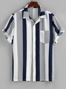 Camisa Casual Geométrica Vintage para Hombre, Camisa de Manga Corta de Franela de Algodón Premium para la Colección de Otoño - Product Image 1