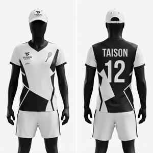Tenue de squash pour femmes, qualité supérieure, polyester 160 GSM, blanc et noir, respirante, panneaux sublimés, logo personnalisé, vêtements de sport d'équipe - Product Image 1