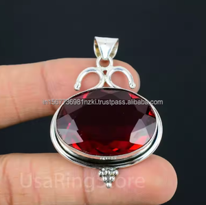 Collar de lágrima de granate de estilo bohemio, colgantes de plata de ley hechos a mano, regalo del Día de la madre para ella - Product Image 2