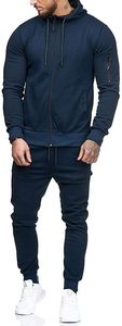 Ensemble de survêtement personnalisé en coton mélangé 450 GSM pour homme, sweat à capuche et pantalon, couleur gris anthracite, logo brodé sur la poitrine, qualité supérieure - Product Image 6