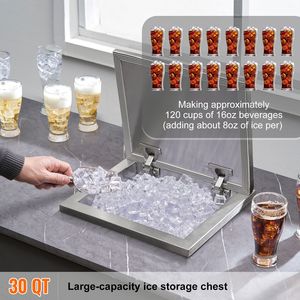 Contenitore per Ghiaccio Commerciale 14"L X 12"W X 18"H 40qt in Acciaio Inox con Coperchio a Cerniera per Cucine all'Aperto - Product Image 2
