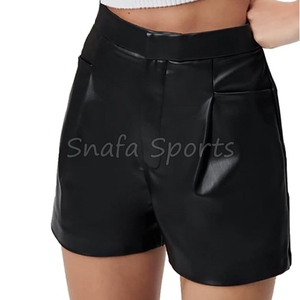 Wholesale Best Quality Women Leather Shorts Custom Made Design High Waist PU Leather Hot Pants for Club & Streetwear - Product Image 3