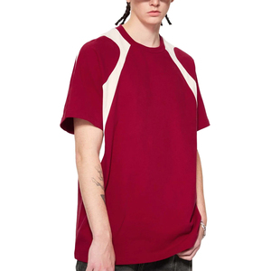 เสื้อยืดคอกลมแขนสั้นผ้าฝ้ายทรงหลวมสไตล์อเมริกันแบรนด์ดังสำหรับวัยรุ่น ลวดลายบล็อกสีสันสดใสสำหรับฤดูร้อน ล้างสีแบบแอซิดวอช - Product Image 2