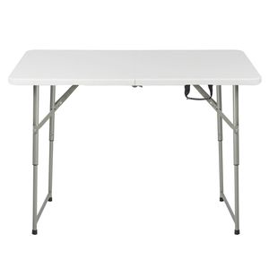 Tavolo Pieghevole Rettangolare da Esterno in HDPE Bianco da 120 cm con Struttura in Alluminio, Simile al Modello 21616655 - Product Image 1