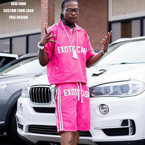 Conjunto Deportivo Exótico Cash para Hombre, Color Rosa, con Capucha, Cierre de Media Cremallera, Manga Larga, Pantalones Cortos, Ropa Urbana, Resistente al Viento, Ecológico y Transpirable - Product Image 4