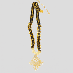 Elegante Mangalsutra con Cuentas Doradas y Negras, Collar con Cuentas Finas 11058812GL - Product Image 2