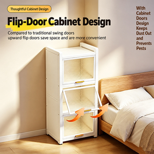 Armoire de rangement inclinable et étroite avec 3 portes rabattables, design peu encombrant, accès facile, grande capacité, organisateur pour la maison - Product Image 4