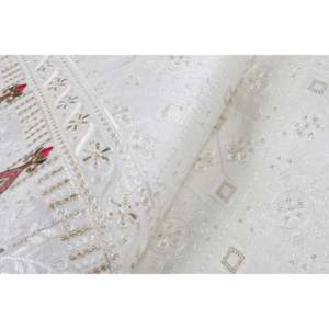 Tela de Satén Semiseda Bordada para Damasco Floral Blanco Hueso de 58 Pulgadas de Ancho Multicolor por TFAB SEMI - Product Image 1