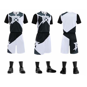 Ensemble d'uniformes de basketball personnalisés, impression par sublimation, noir et blanc, maillot sans manches uni, short, unisexe, adulte, toutes saisons, anti-humidité - Product Image 3