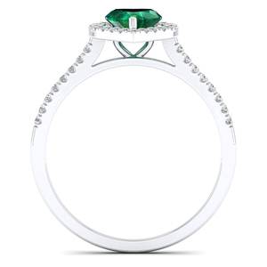 แหวนเงินแท้ 925 รับรองโดย REYES GRA ประดับเพชรโมอิสซาไนต์ VVS รูปหัวใจ 0.61 กะรัต พร้อมพลอยมรกตทรงรัศมี - Product Image 4