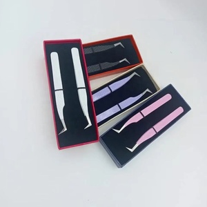 Pince à épiler pour extensions de cils en acier inoxydable noir à pointe nano, logo personnalisé, Mega 45 75 90 degrés - Product Image 2