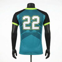 Jersey Sepak Bola Amerika Pria V-Neck Sublimasi Mesh Bernapas Lengan Pendek Hitam Teal Lime Green Musim Panas Dengan Harga Murah