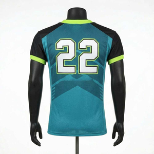 Camiseta de Fútbol Americano para Hombre, Cuello en V, Malla Sublimada, Transpirable, Manga Corta, Color Negro, Verde Azulado, Verde Lima, para Verano, a Precio Económico - Product Image 2