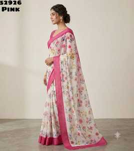 Saree ผ้าชีฟองพิมพ์ดิจิตอลน้ำหนักเบาผ้าชีฟองที่มีขอบผ้าทอและ tussle บน pallu - Product Image 2