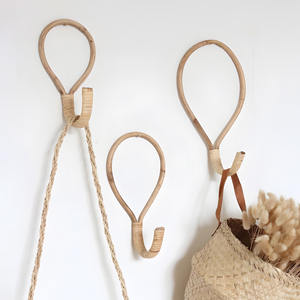 Home Accessories Rattan Door Hooks Natural Wood Wall Hanging Decorative Hook for Coat Scarf <b>Hat</b> Hanger - Product Image 5