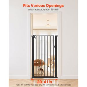 Cancelletto per Animali Domestici Extra Alto in Plastica, 142 cm di Altezza, Larghezza Regolabile 74-104 cm, Kit di Montaggio a Pressione e a Parete per Gatti e Cani - Product Image 3