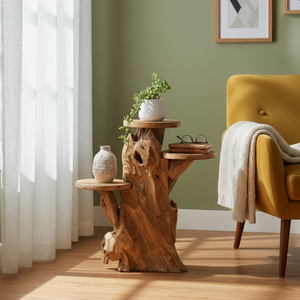 Support de présentation en racine de teck biologique de luxe, artisanal, en bois massif, pour intérieur/extérieur, décoration de la maison pour Diwali - Product Image 6