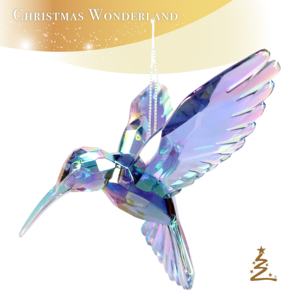 Décoration de Noël et du Nouvel An, ornement en acrylique 3D en forme de colibri, transparent, bleu royal, bleu lac, bleu ciel clair, iridescent - Product Image 2