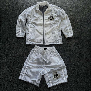 Wholesale Clothing Manufacturer Custom Reflective <b>Strips</b> Jogger Shorts Set for Men Zip up Windbreaker Tracksuits - Product Image 1