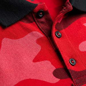 Camisetas Polo Personalizadas con Camuflaje Rojo para Hombre, Corte Ajustado, Transpirables, Manga Corta, Casuales, Sublimadas - Product Image 5