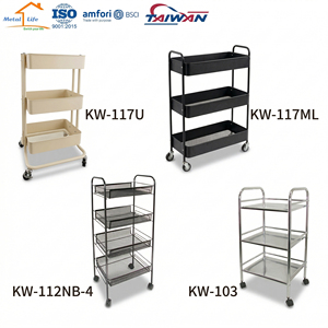 Carrito Metálico de 3 Niveles Resistente con Ruedas, Hecho en Taiwán |   Organizador de Almacenamiento con Ruedas y Malla Ancha - Product Image 6