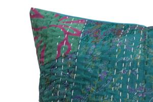 Funda de cojín Kantha de retazos Sari de seda funda de cojín Kantha decorativa de almohada Bohemia - Product Image 4