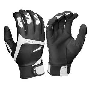 Full Finger Baseball Gloves Leather Black <b>White</b> Non-Slip Hook Loop Closure Adults Right Handed Pitcher Batting All Seasons - Product Image 1