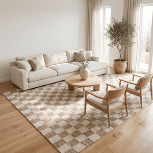Tapis en chanvre tissé à la main texturé naturel de qualité supérieure avec franges pour chambre à coucher bio moderne et salon nordique - Product Image 3