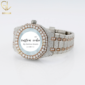 Reloj de Diamantes Moissanite D VVS para Hombre, Estilo Hip Hop, Dos Tonos, Acero Inoxidable, Fecha Automática, Reloj de Lujo para Hombre - Product Image 3