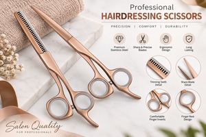Tijeras de Corte de Pelo en Oro Rosa, Tijeras Rectas para Peluquería, Herramienta de Estilismo, 5.5 y 6 Pulgadas - Product Image 3