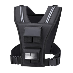Hydration <b>Vest</b> With Adjustable Straps Durable Nylon Construction For Outdoor Activities Black With Usa Flag Patch - Product Image 6