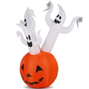 Decorazioni Gonfiabili di Halloween in PVC da 1,8 m a Forma di Zucca Fantasma con Luci LED, Spaventose Decorazioni Gonfiabili da Giardino per le Feste - Product Image 3