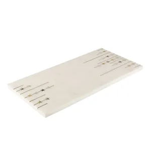 Luxury White Marble Classic Serving Tray Gold Star Inlay Dishwasher Safe Portable Jewelry Storage Dining <b>Table</b> Kitchen Counter - Product Image 1