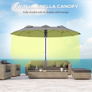 9.5ft <b>Large</b> Double Sided Garden <b>Umbrella</b> Outdoor Patio & Market <b>Umbrella</b> Tilt Crank for Courtyard Park 2.7m Radii Made Polyester - Product Image 5
