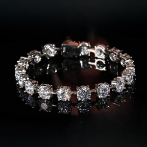 Bracelet tennis en moissanite VVS, argent 925, coupe ronde, aspect diamant, fournisseur en gros de bijoux - Product Image 4