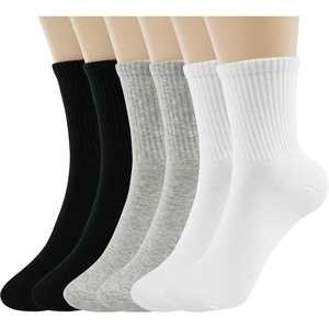 Chaussettes courtes unies en coton tricoté respirantes pour usage quotidien décontracté, unisexe adulte, printemps, blanc, gris, noir - Product Image 1