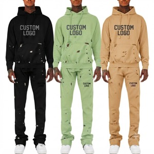 Conjunto Deportivo Unisex con Capucha y Estampado Personalizado, Color Sólido, Ropa Casual, Sudadera y Pantalones Largos, 100% Poliéster, Invierno, Maternidad - Product Image 4